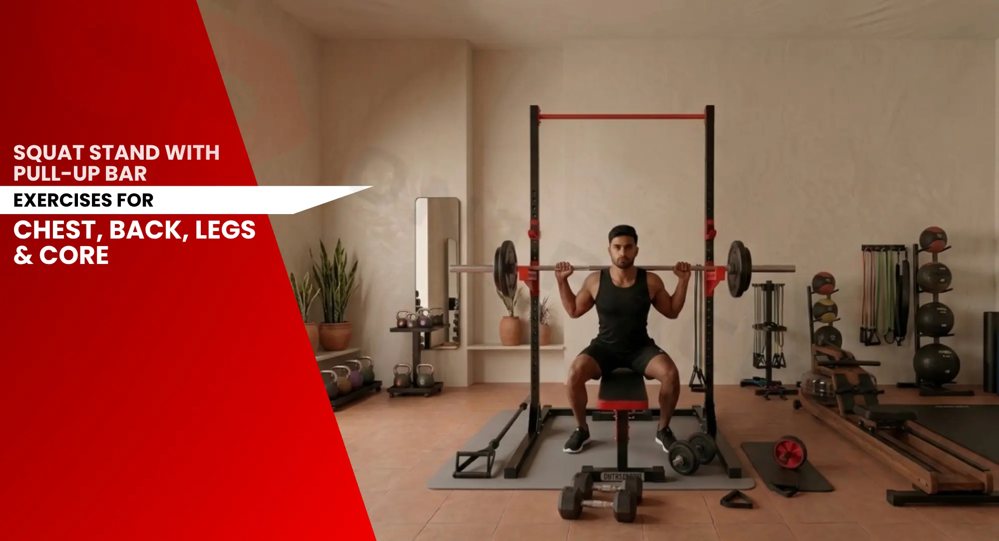 Squat Stand With Pull-Up Bar - Exercises for Chest, Back, Legs Core